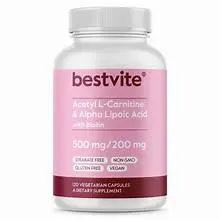 BESTVITE Acetyl L-Carnitina 500 mg + Ácido Alfa Lipoico 200 mg + Biotina