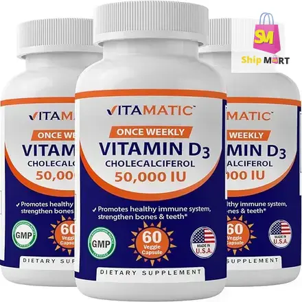 Vitamatic Vitamin D3 Cholecalciferol 50,000 IU Capsules